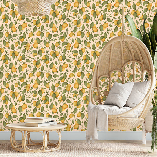 Peach Apricots Floral Fruit Wallpaper