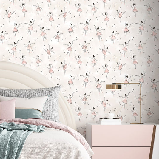 Peach Ballerinas Kids Wallpaper