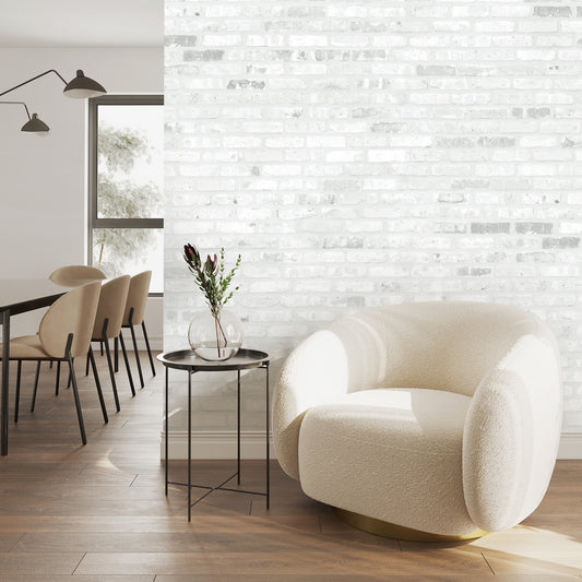 Chicago Brick Solid White Wallpaper