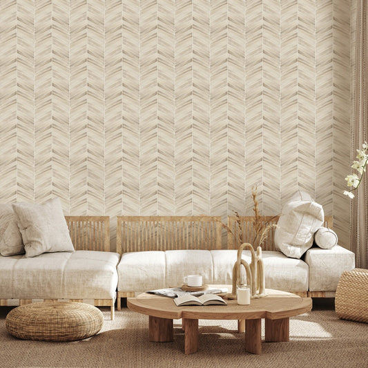 Herringbone Tan Geometric Wallpaper