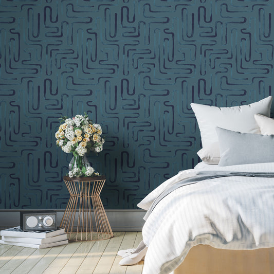Loops Teal Geometric Wallpaper