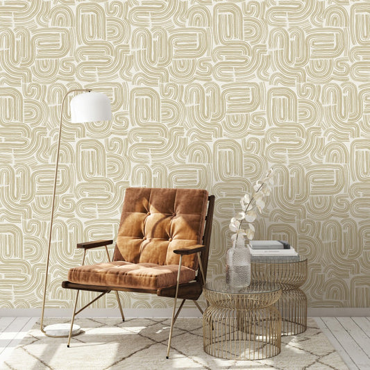 Rainbow Rays Gold Geometric Wallpaper
