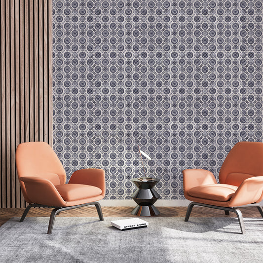 Spanish Tile Navy Geometric Wallpaper