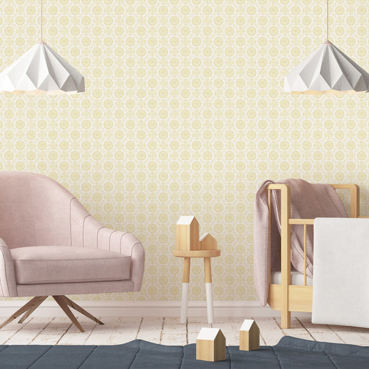 Spanish Tile Yellow Geometric Wallpaper
