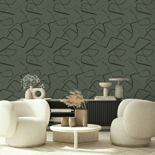 Zig Green Geometric Wallpaper