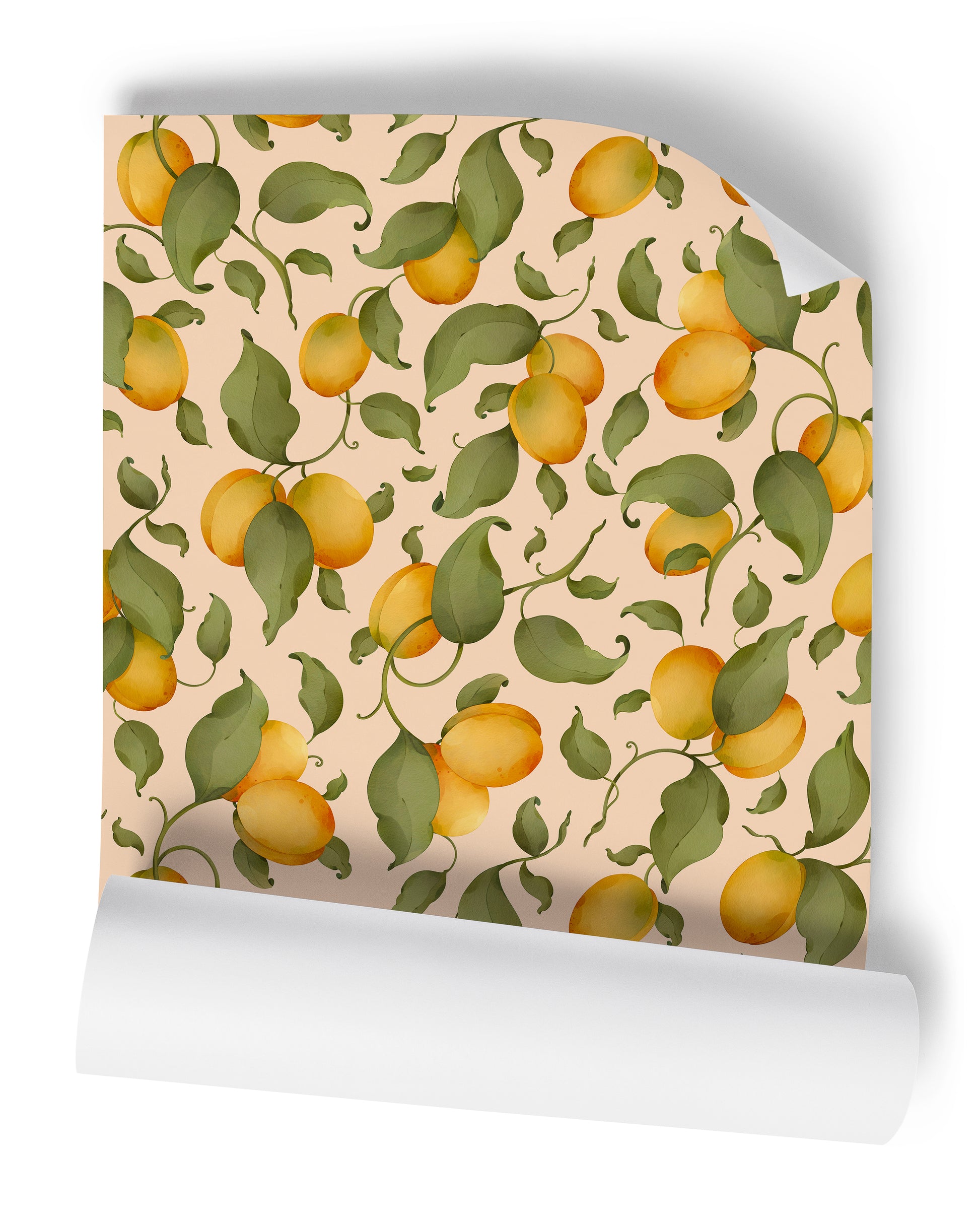 Peach Apricots Floral Fruit Wallpaper