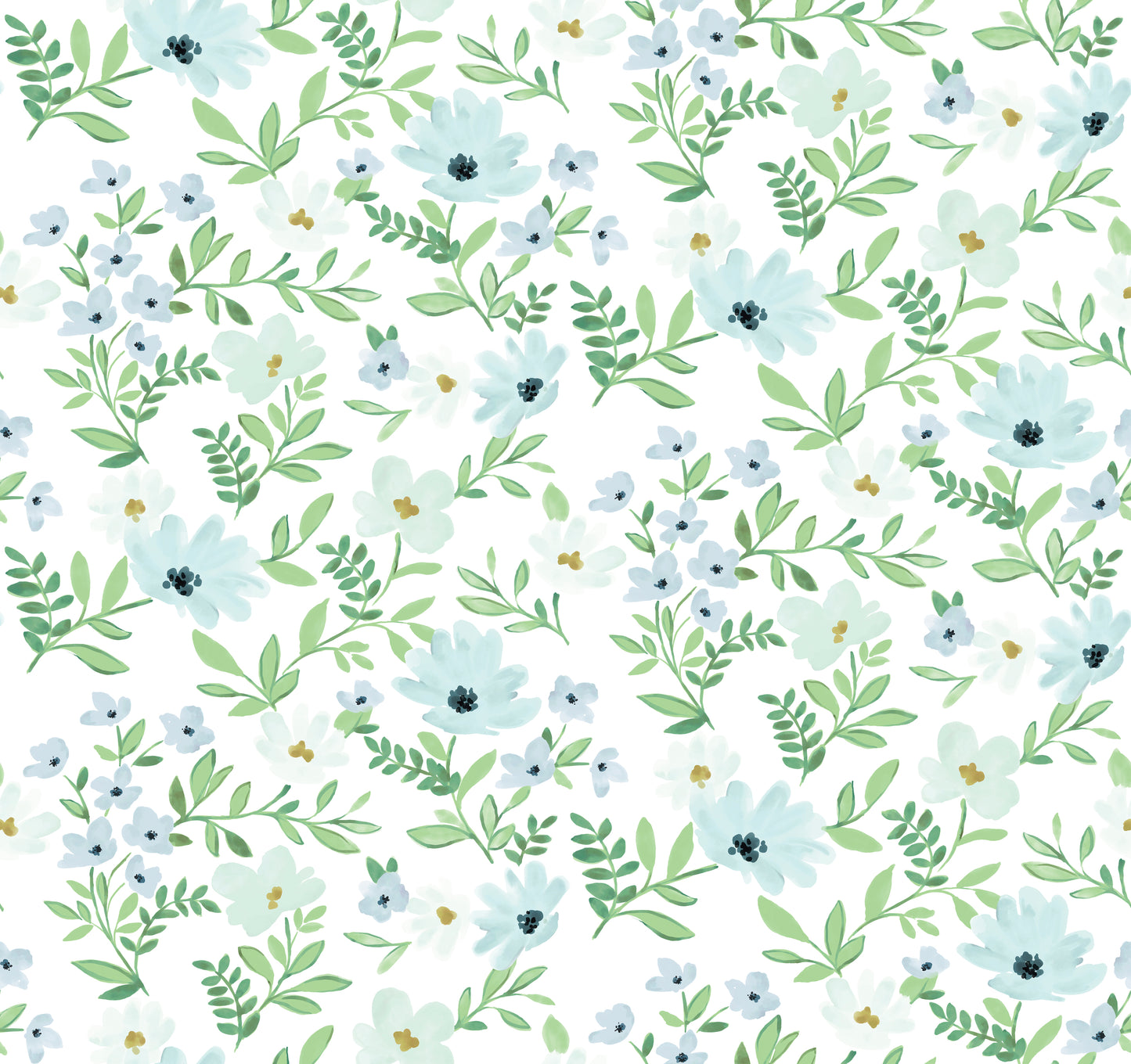 Branched Floral Blue Wallpaper