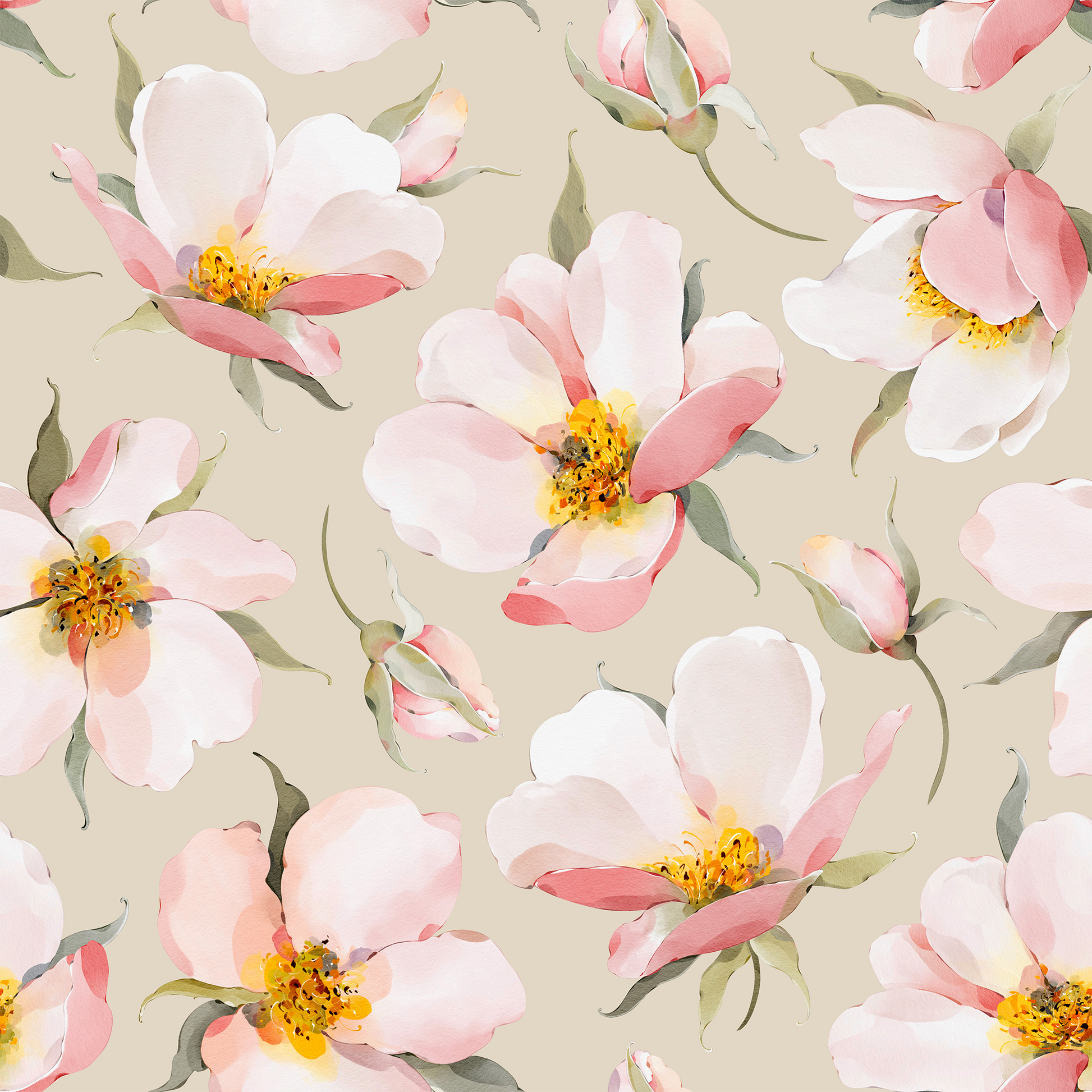 Blooms Cream Floral Wallpaper
