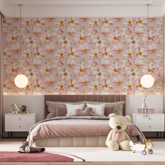 Blooms Pink Floral Wallpaper
