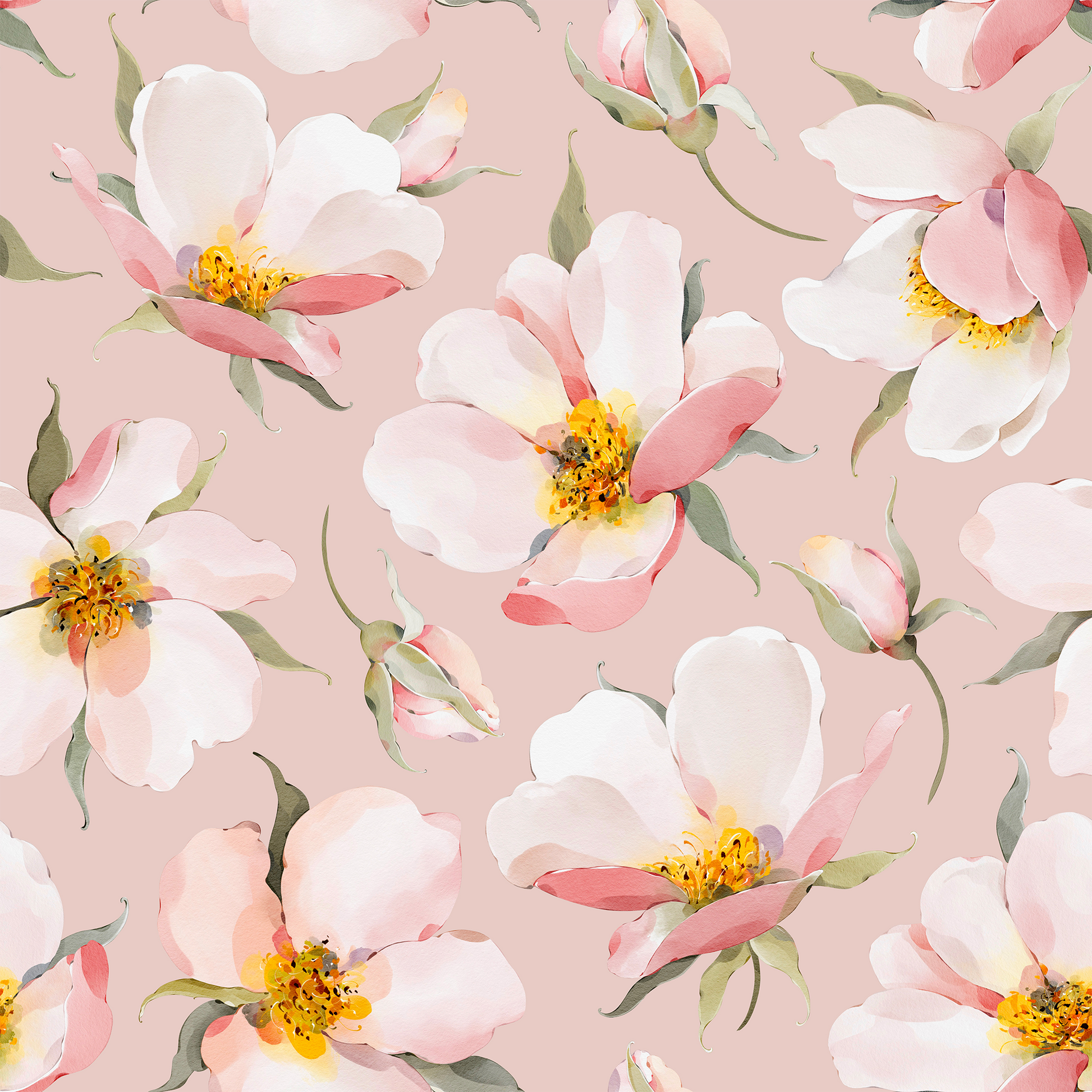 Blooms Pink Floral Wallpaper