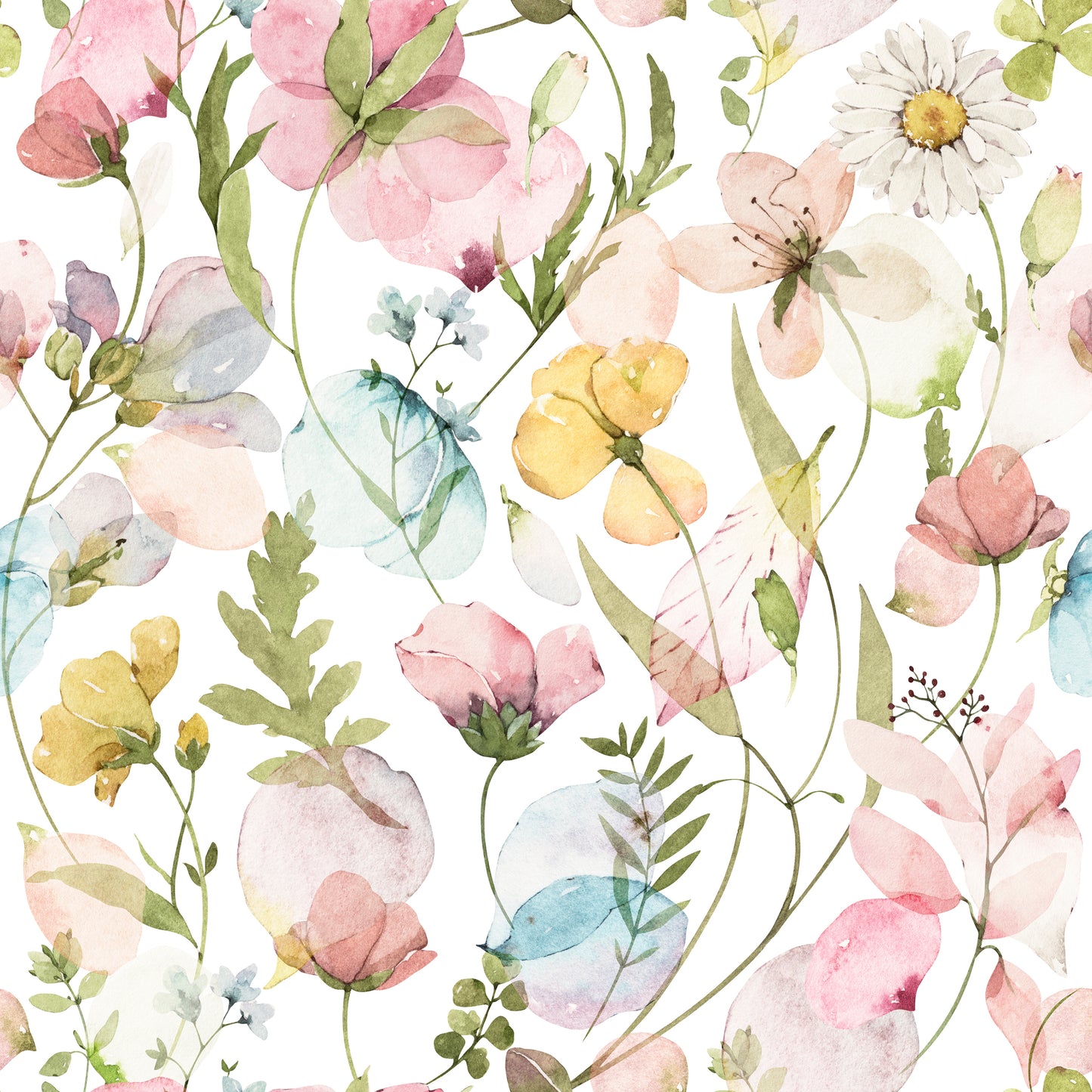 Botanical White Floral Wallpaper