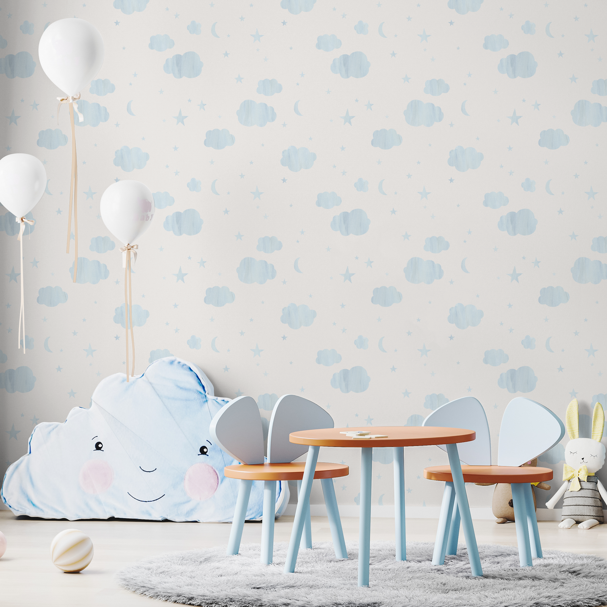 Clouds Blue Kids Wallpaper