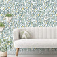 Golden Wattle Leaves White Floral Wallpaper