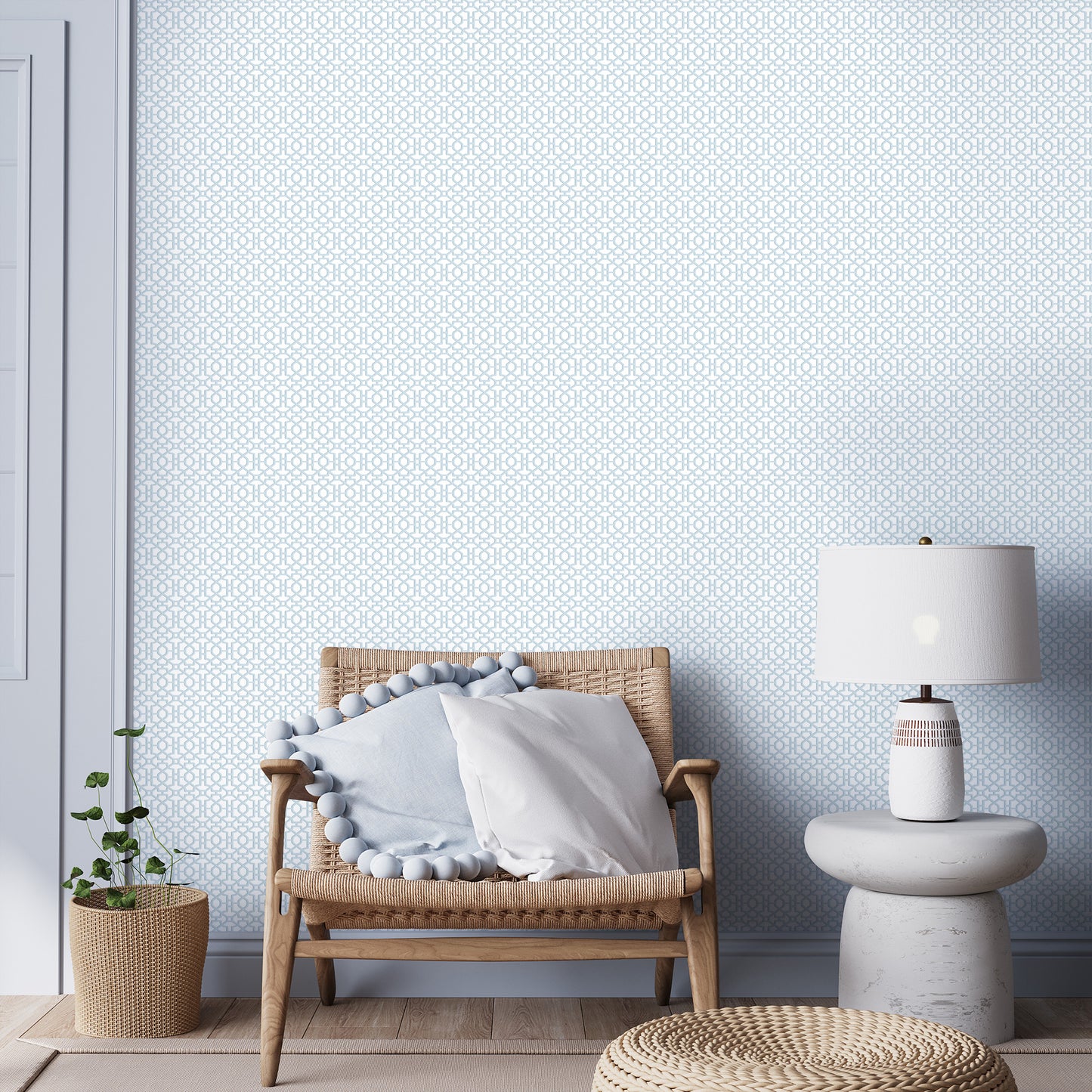 Lattice Blue Geometric Wallpaper