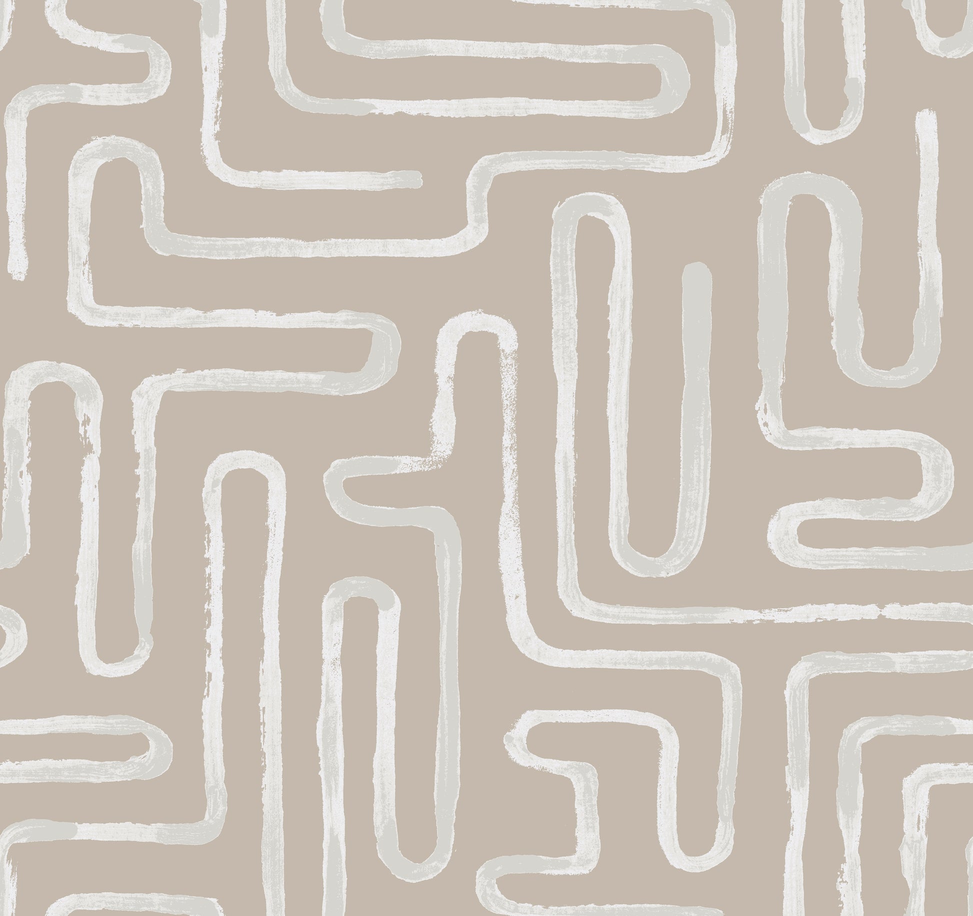 Loops Beige Geometric Wallpaper