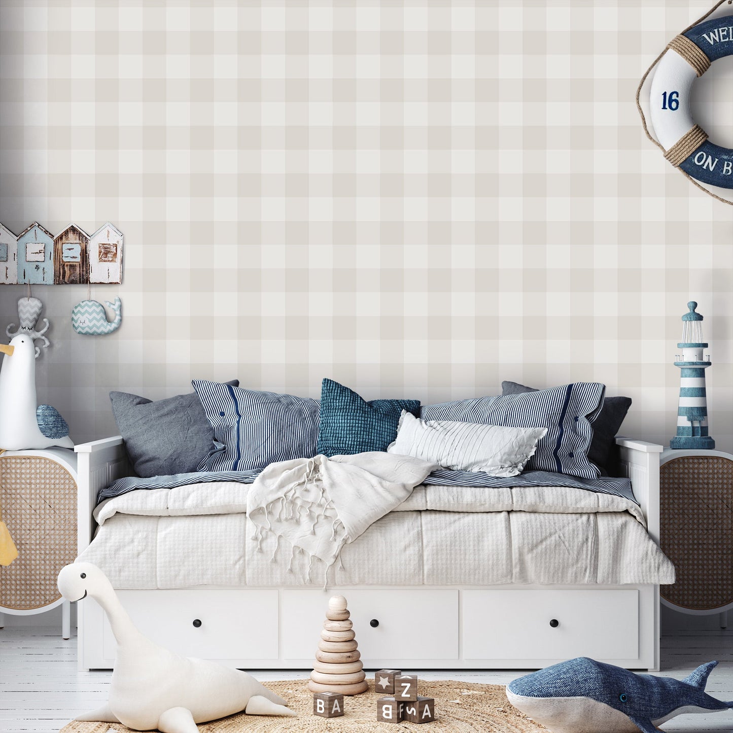 Plaid Square Gray Geometric Wallpaper