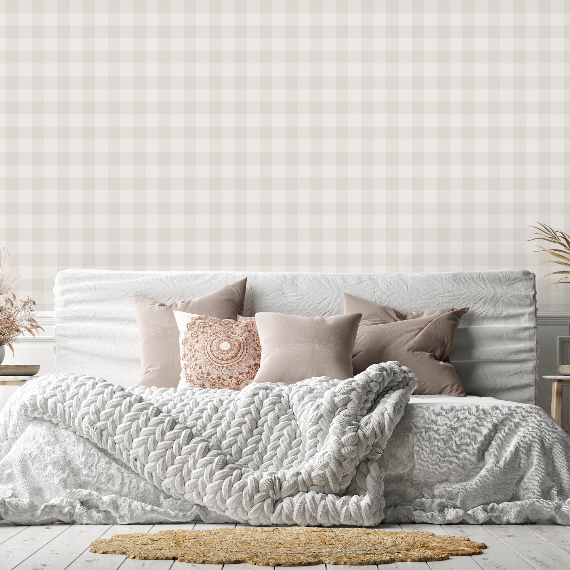 Plaid Square Gray Geometric Wallpaper