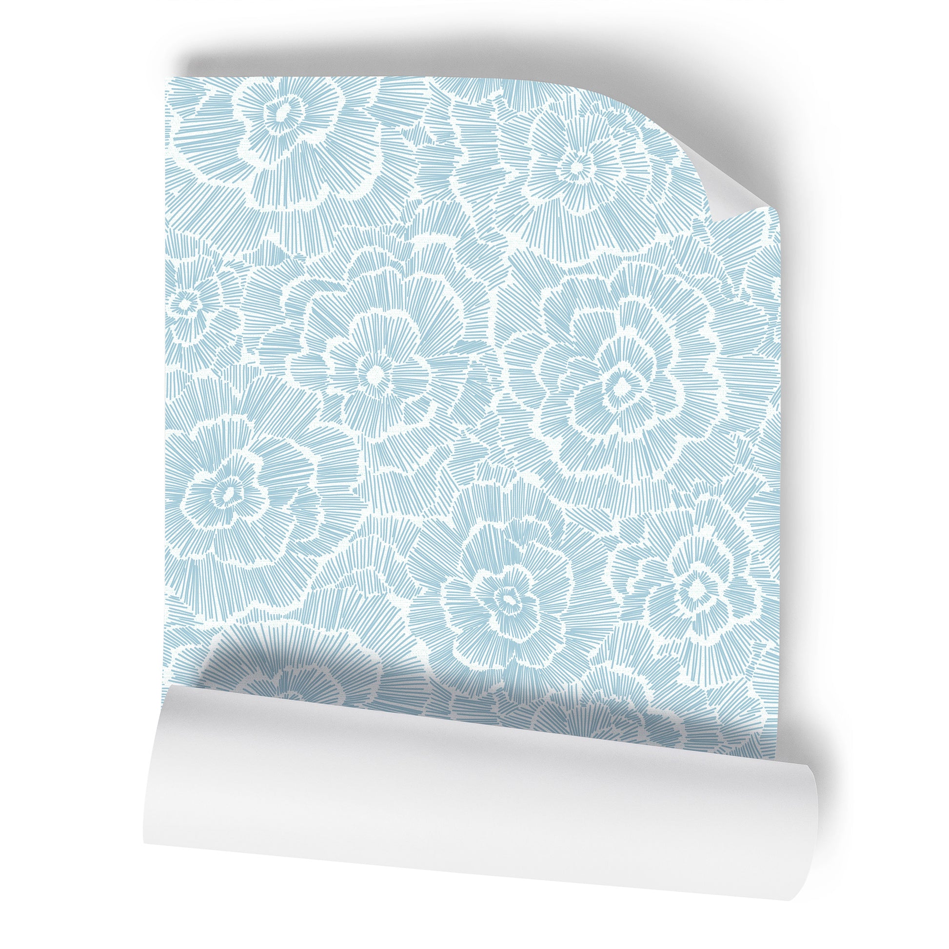 Garden Rose Blue Floral Wallpaper