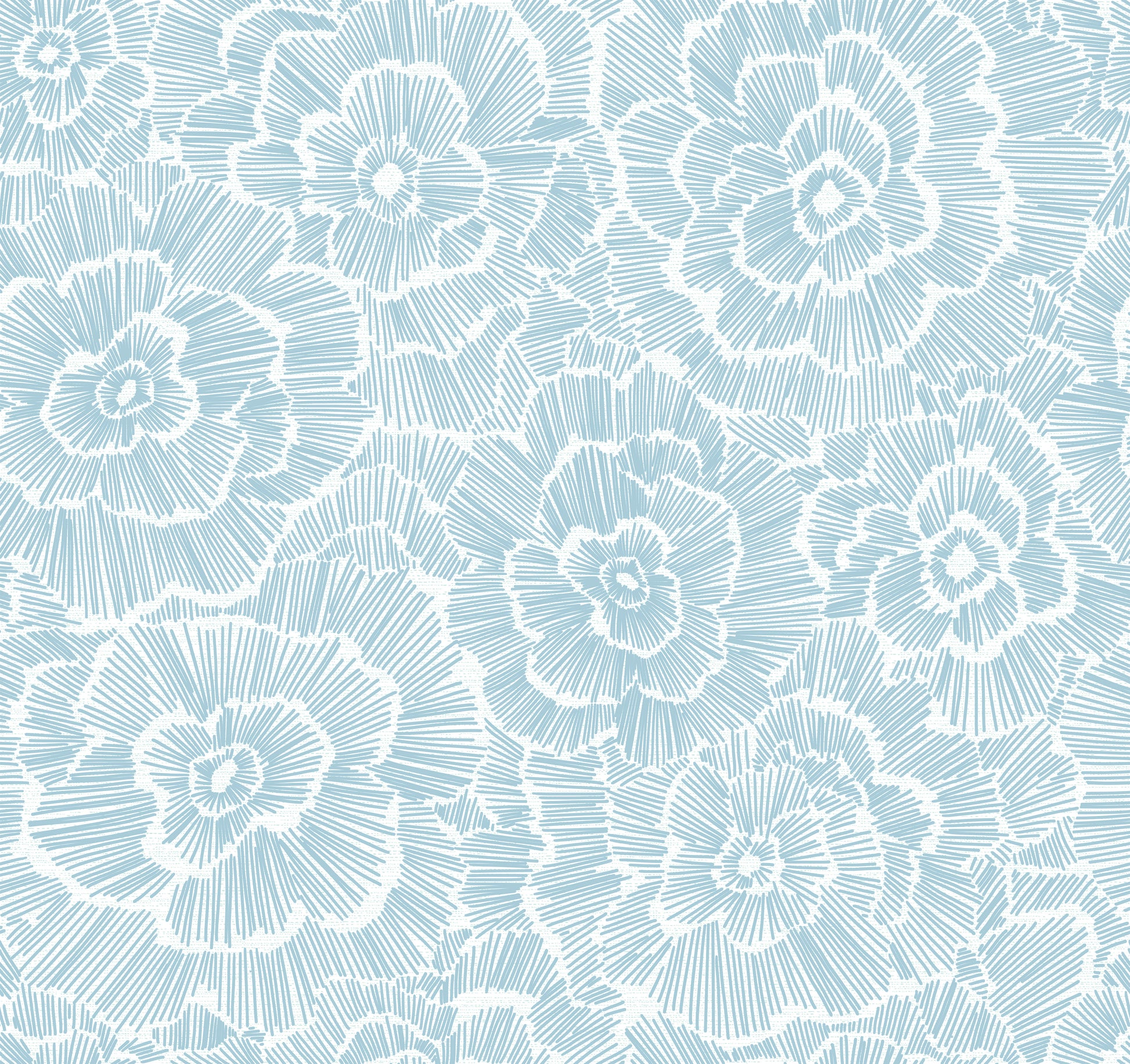 Garden Rose Blue Floral Wallpaper