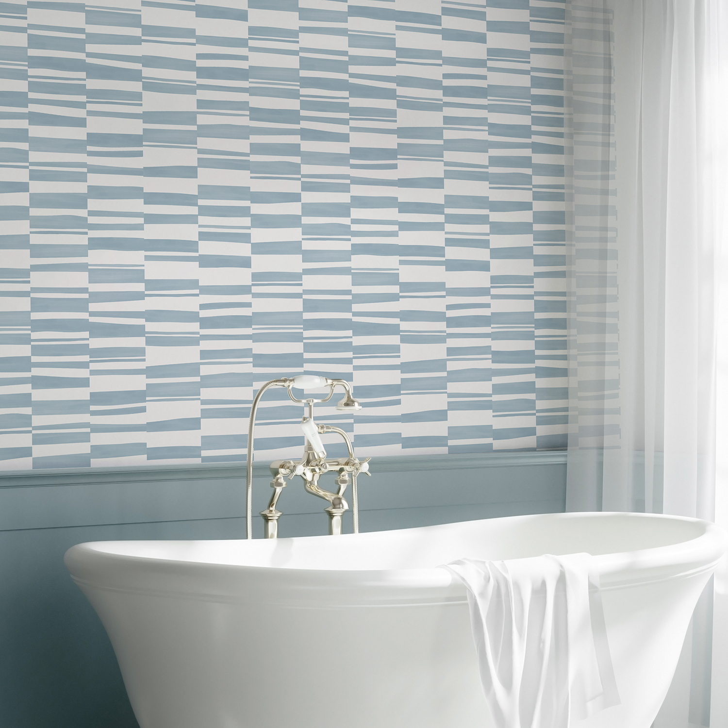 Spliced Stripe Geometric Blue Wallpaper