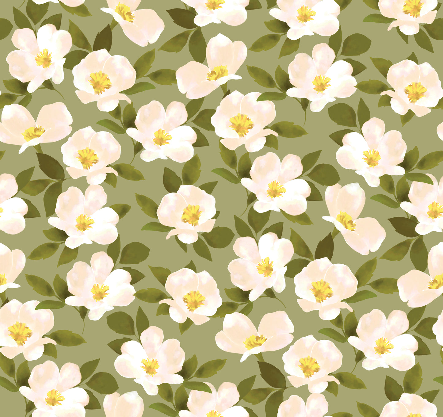 White Flower Green Wallpaper