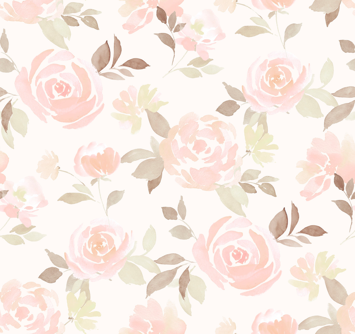 Waterfloral Peach Floral Wallpaper