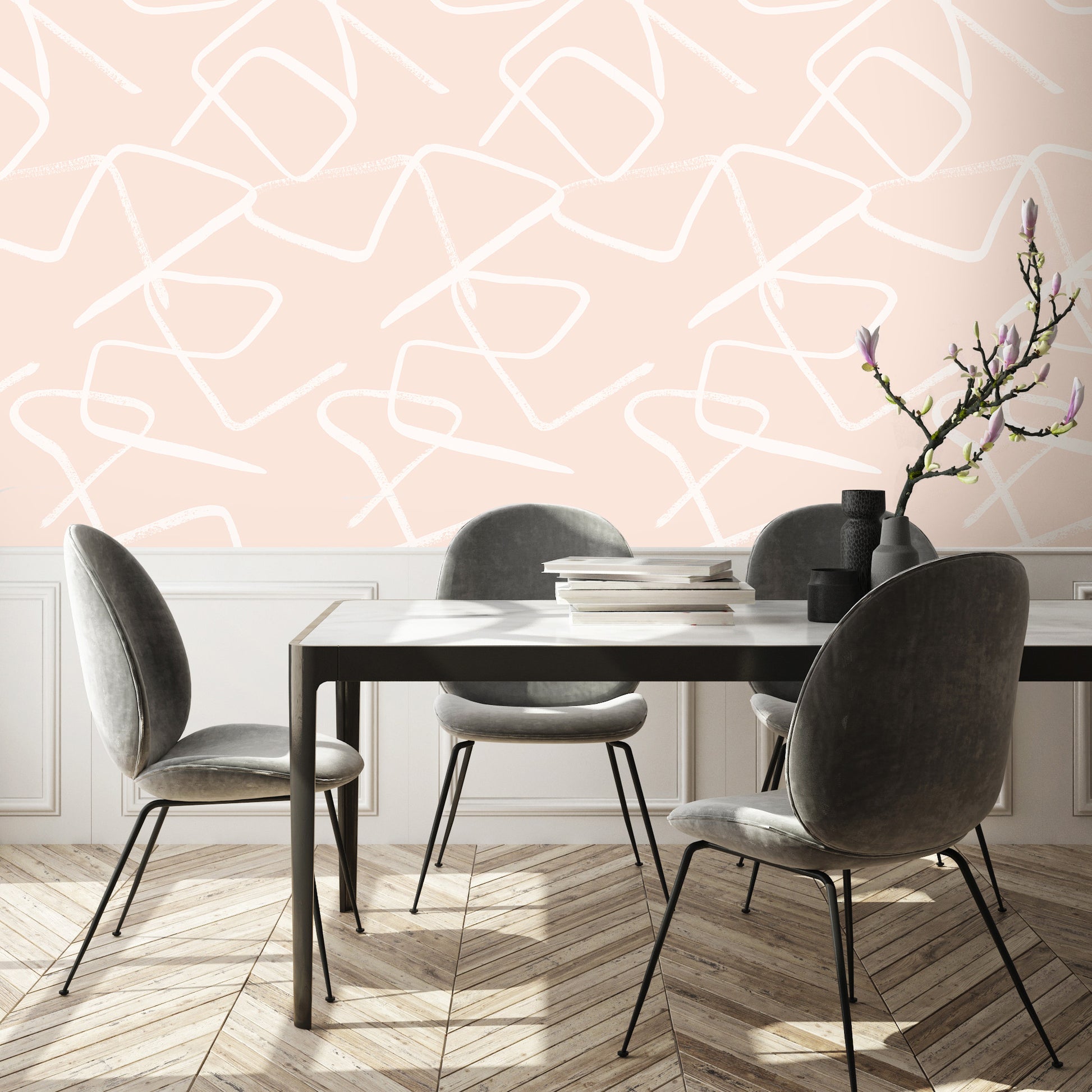 Zig Pink Geometric Wallpaper
