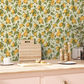 Green Apricots Floral Fruit Wallpaper