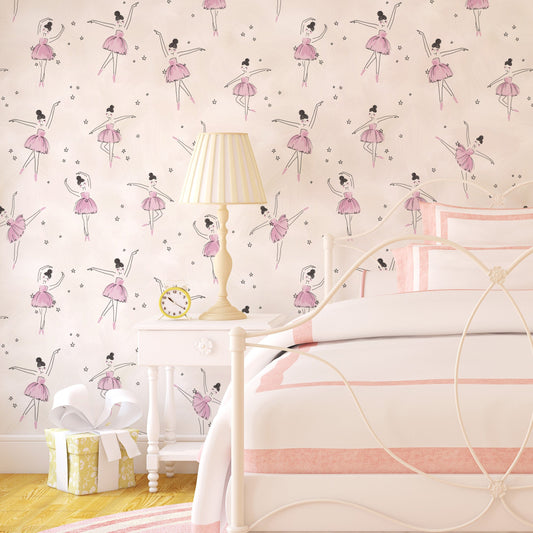 Pink Ballerinas Kids Wallpaper