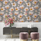 Blooms Light Gray Floral Wallpaper