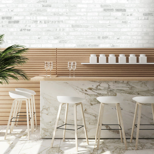 Chicago Brick Solid White Wallpaper