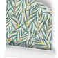 Golden Wattle Leaves Beige Floral Wallpaper