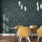 Golden Wattle Leaves Navy Floral Wallpaper