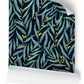 Golden Wattle Leaves Navy Floral Wallpaper