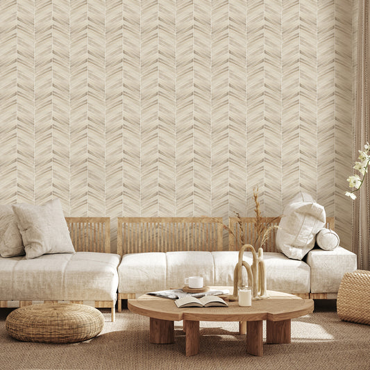 Herringbone Tan Geometric Wallpaper