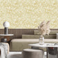 Lined Flowers Gold Floral Wallpaper