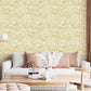 Lined Flowers Gold Floral Wallpaper