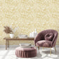 Lined Flowers Gold Floral Wallpaper
