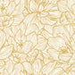 Lined Flowers Gold Floral Wallpaper
