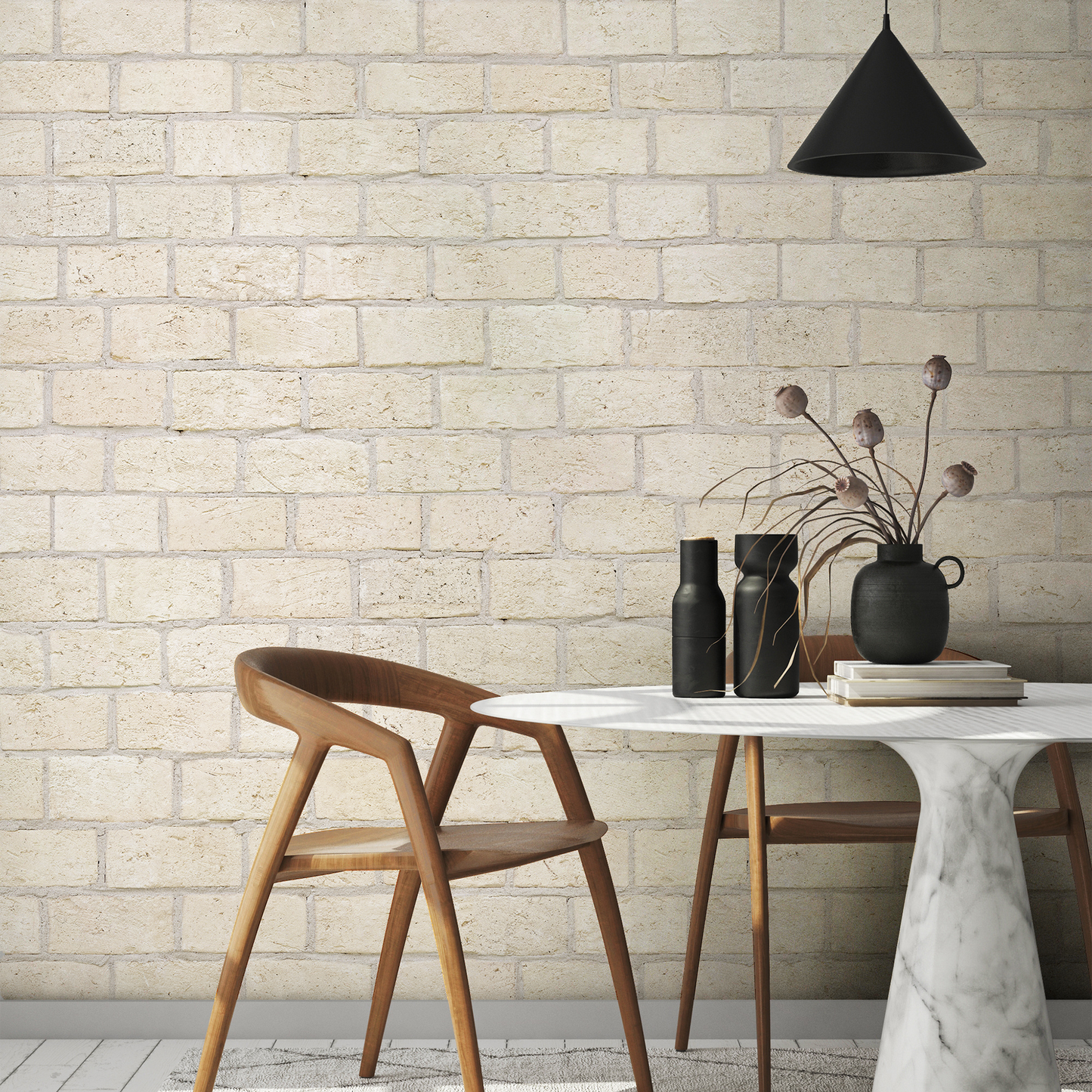 Limestone Cream Wallpaper