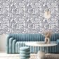 Loops Navy Geometric Wallpaper