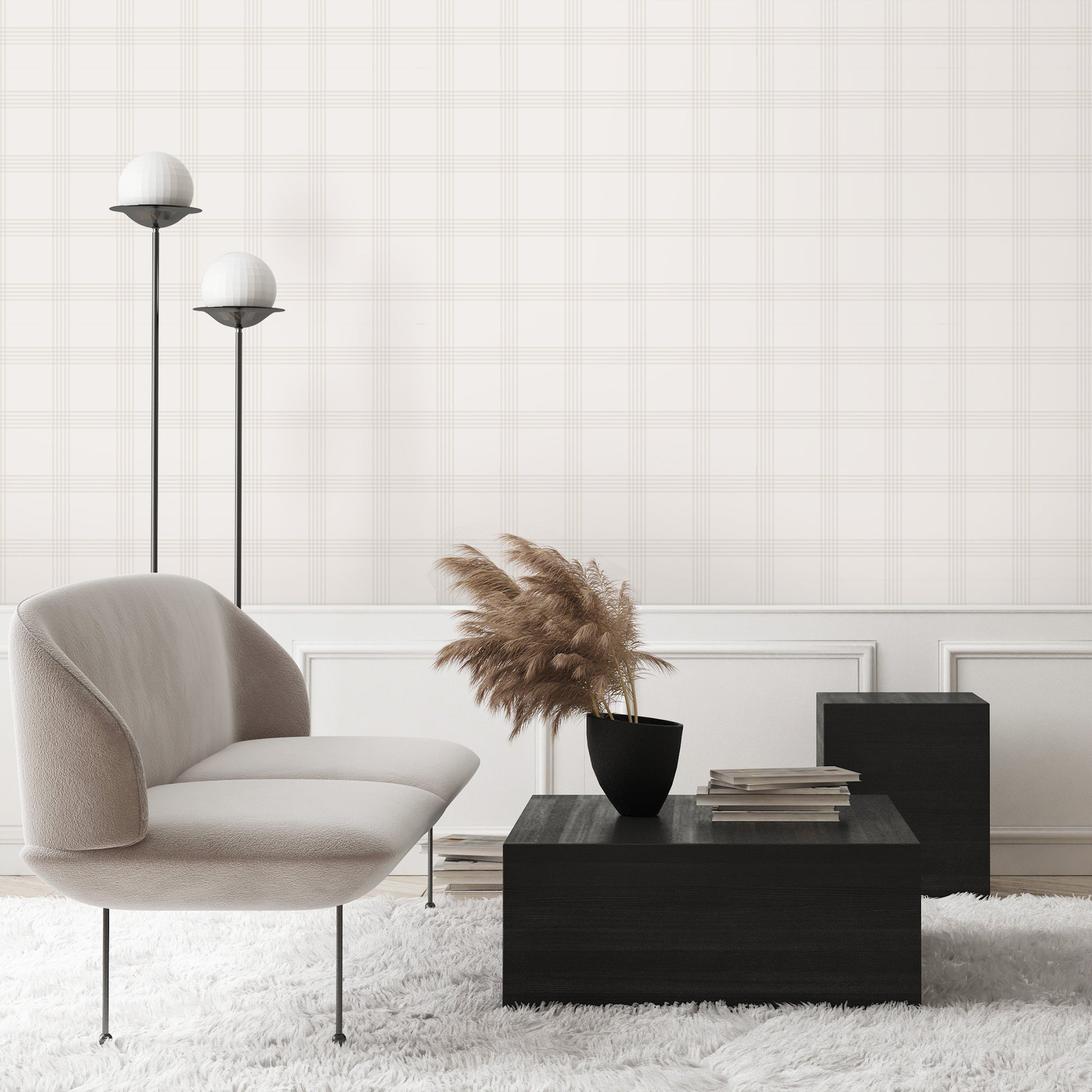 Plaid Stripes Gray Geometric Wallpaper