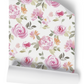 Waterfloral Pink Floral Wallpaper