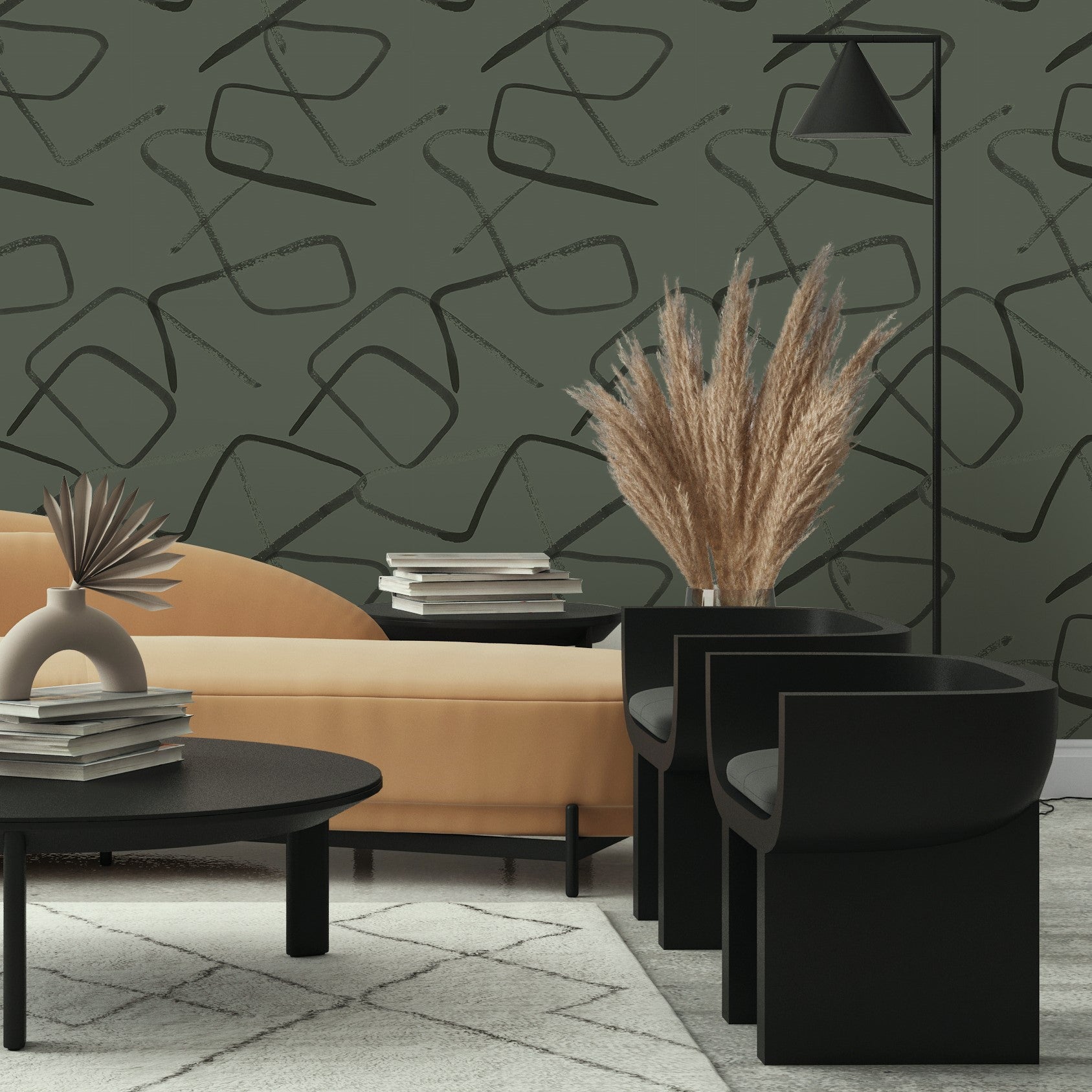 Zig Green Geometric Wallpaper