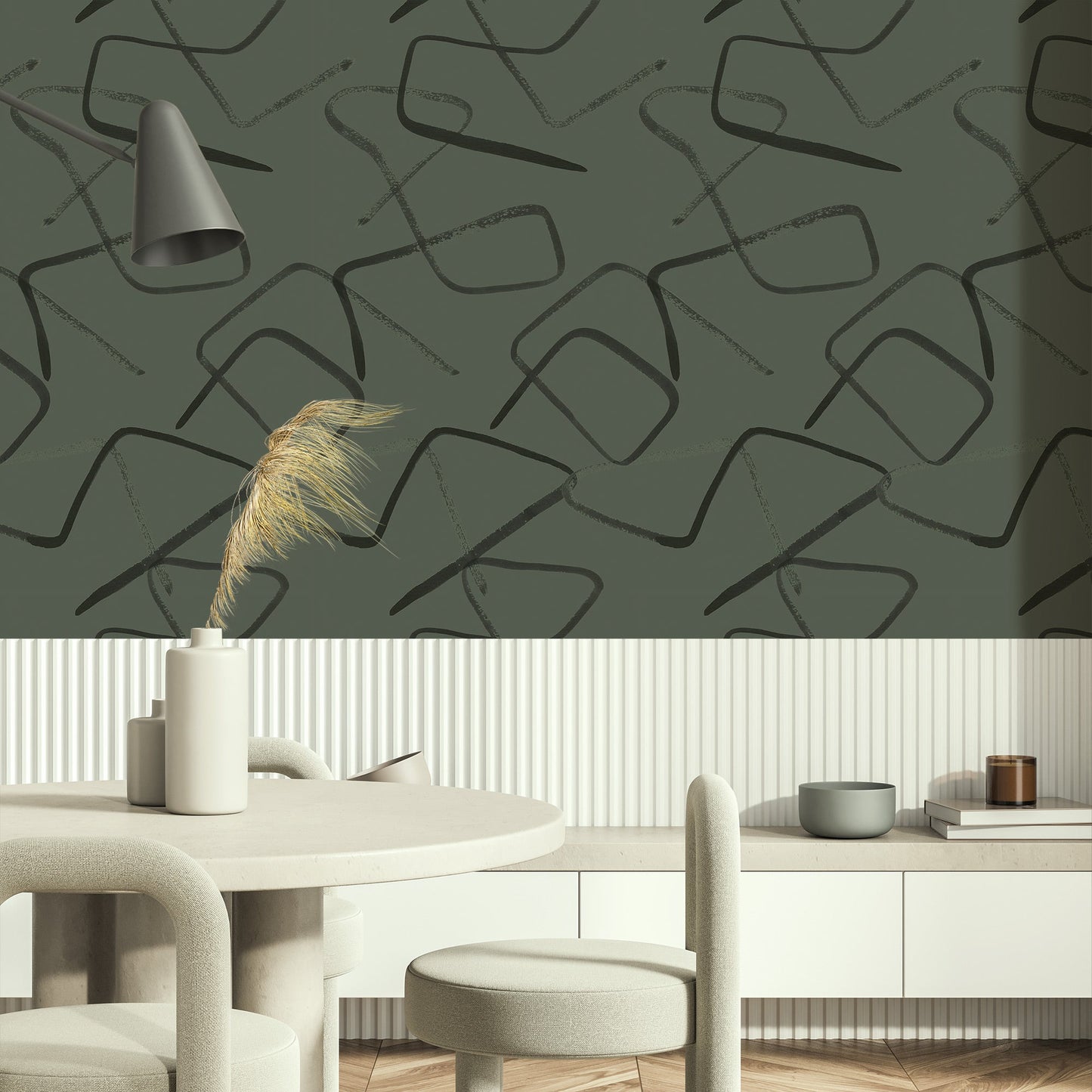 Zig Green Geometric Wallpaper