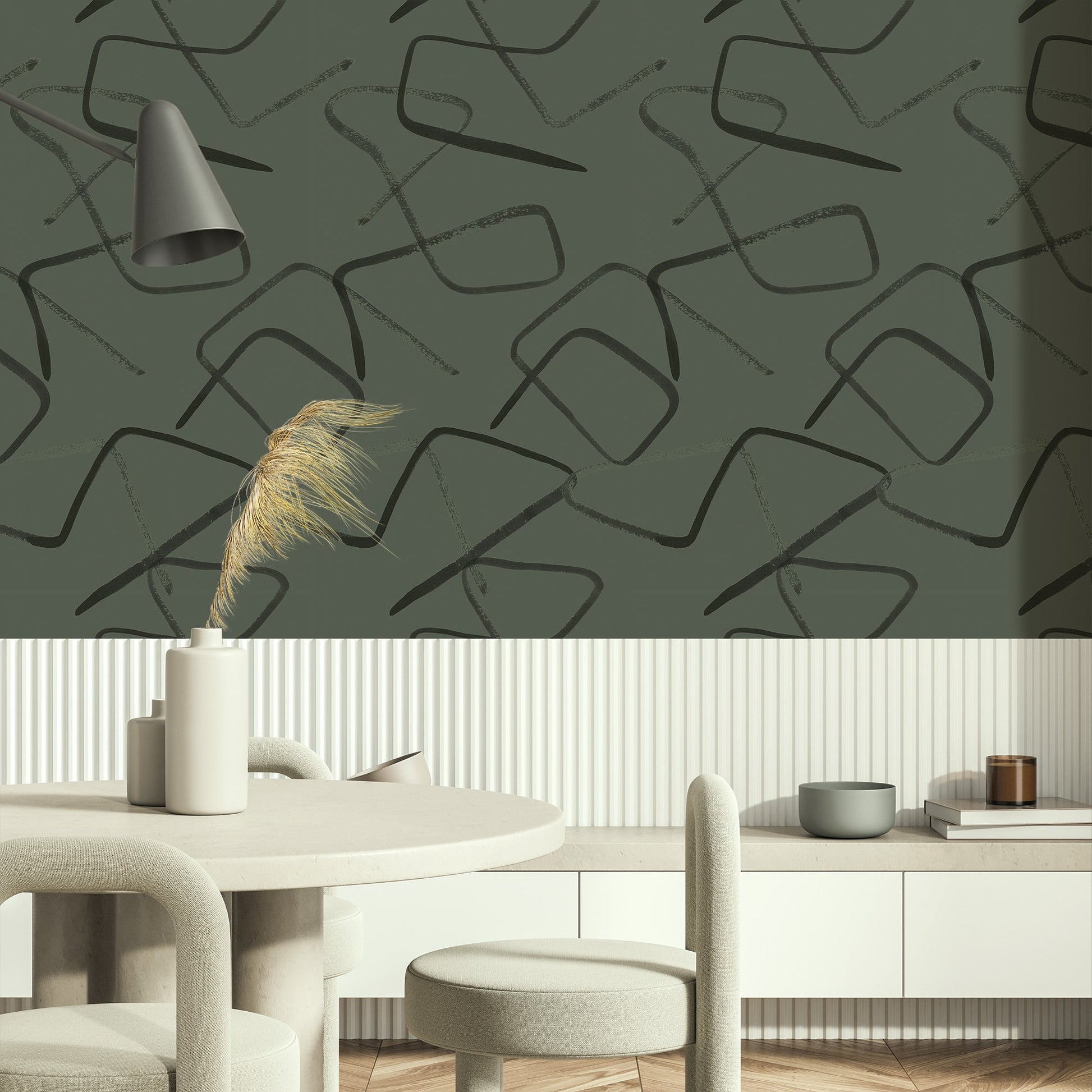 Zig Green Geometric Wallpaper